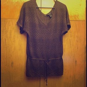 Ladies short sleeve drawstring sweater